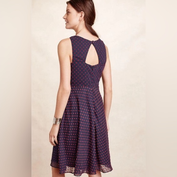 NWT Anthropologie Eva Franco Maryanne Navy/Red Dot Dress - Picture 2 of 6